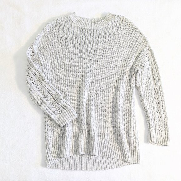American Eagle Oversized Cable Knit Sweater (S, Grey) - Picture 2 of 7